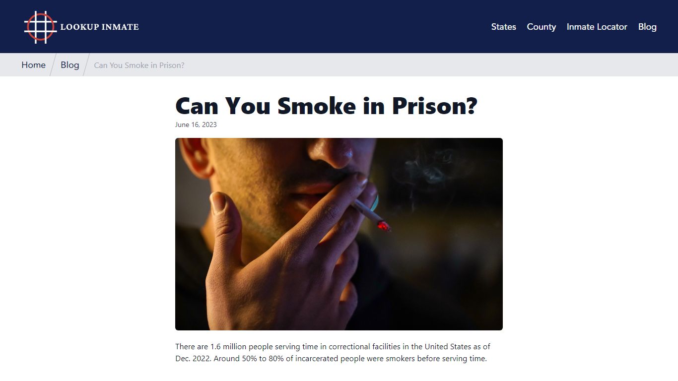 Can You Smoke in Prison? - Lookup Inmate