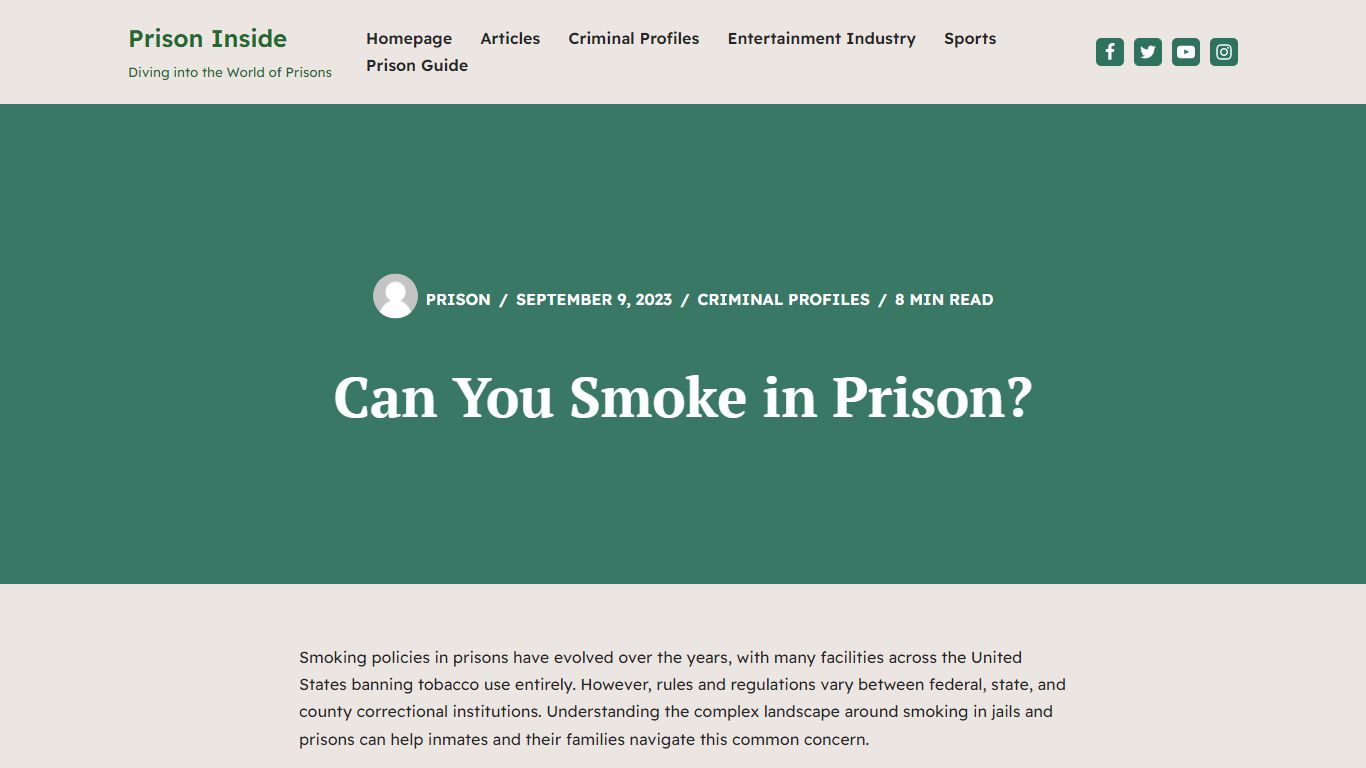 Can You Smoke in Prison? - Prison Inside
