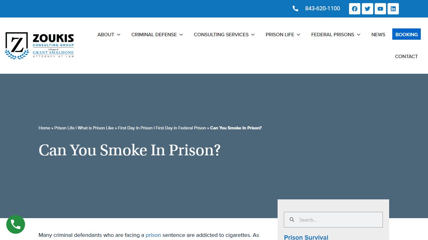 Can You Smoke In Prison? | Zoukis Consulting Group